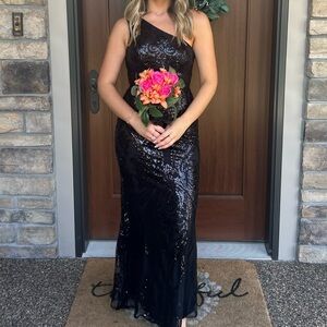 Amazon Black Sequin One Shoulder Dress